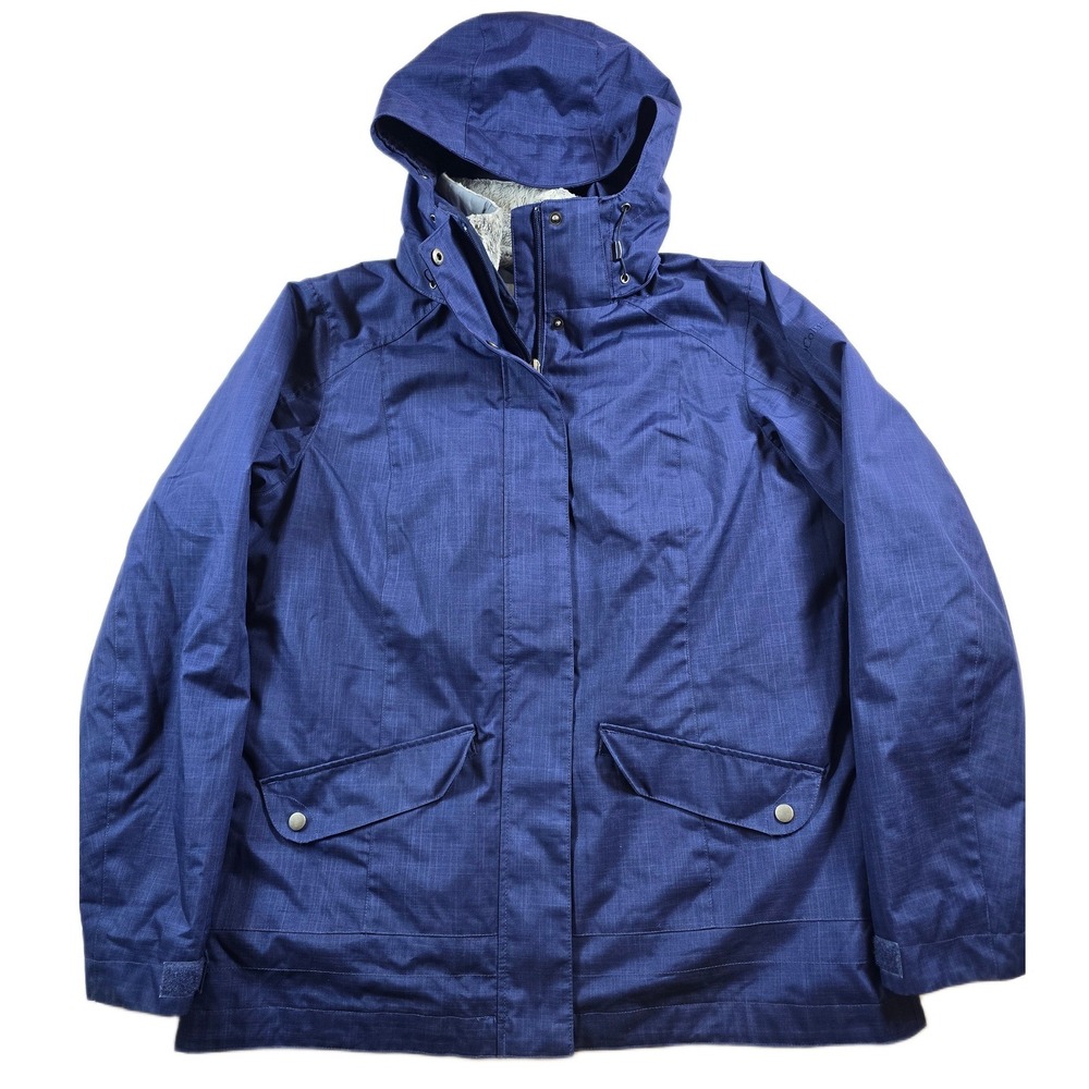 Columbia 3-in-1 Interchange Jacket Women Large Navy Blue Systems Parka Shell